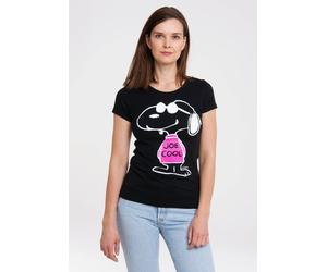 T-Shirt LOGOSHIRT "Peanuts - Snoopy - Joe Cool", Damen, Gr. S, schwarz, 100% Baumwolle, bedruckt, normal, Rundhals, Shirts T-Shirt, mit lizenziertem Originaldesign (82783700-S) schwarz
