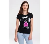 T-Shirt LOGOSHIRT "Peanuts - Snoopy - Joe Cool", Damen, Gr. XS, schwarz, 100% Baumwolle, bedruckt, normal, Rundhals, Shirts T-Shirt, mit lizenziertem Originaldesign (82783700-XS) schwarz