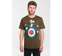 Logoshirt® Peanuts I Snoopy I Pilot I Target I T-Shirt Print I Damen & Herren I kurzärmlig I olivgrün I Lizenziertes Originaldesign I Größe XL