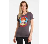 Logoshirt® Pippi Langstrumpf I Portrait I T-Shirt Print I Damen I kurzärmlig I dunkelgrau I Lizenziertes Originaldesign I Größe S