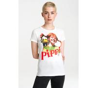 Logoshirt® Pippi Langstrumpf & Herr Nilsson I T-Shirt Print I Damen I kurzärmlig I Weiss I Lizenziertes Originaldesign I Größe M