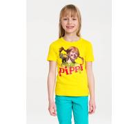 Logoshirt® Pippi Langstrumpf & Herr Nilsson I T-Shirt Print I Kinder I Mädchen I Jungen I kurzärmlig I gelb I Lizenziertes Originaldesign; Größe 140/152
