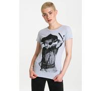 T-Shirt LOGOSHIRT "Pippi Langstrumpf - Pirat", Damen, Gr. XS, grau, 95% Baumwolle, 5% Viskose, bedruckt, normal, Rundhals, Shirts T-Shirt, mit niedlichem Print (17797169-XS) grau