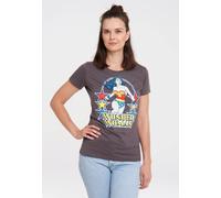 T-Shirt LOGOSHIRT "Print DC Comics Wonder Woman Stars", Damen, Gr. S, grau (dunkelgrau), 100% Baumwolle, bedruckt, lang, Rundhals, Shirts T-Shirt, mit lizenziertem Print (28111930-S) dunkelgrau