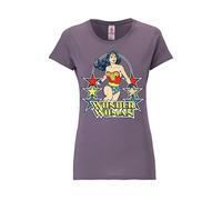 T-Shirt LOGOSHIRT "Print DC Comics Wonder Woman Stars", Damen, Gr. XS, lila, 100% Baumwolle, bedruckt, lang, Rundhals, Shirts T-Shirt, mit lizenziertem Print (10532461-XS) lila