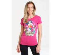 T-Shirt LOGOSHIRT "Print DC Comics Wonder Woman Stars", Damen, Gr. XS, pink, 100% Baumwolle, bedruckt, lang, Rundhals, Shirts T-Shirt, mit lizenziertem Print (13121820-XS) pink