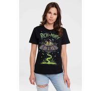 T-Shirt LOGOSHIRT "Rick & Morty - Raumschiff", Damen, Gr. XS, schwarz, 100% Baumwolle, bedruckt, normal, Rundhals, Shirts T-Shirt, mit lizenziertem Print (73784754-XS) schwarz