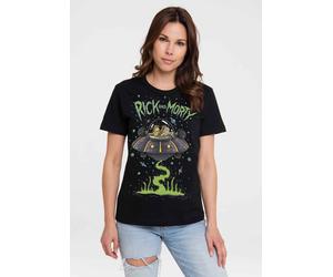 T-Shirt LOGOSHIRT "Rick & Morty - Raumschiff", Damen, Gr. XXL, schwarz, 100% Baumwolle, bedruckt, normal, Rundhals, Shirts T-Shirt, mit lizenziertem Print (73784754-XXL) schwarz