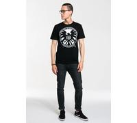 T-Shirt LOGOSHIRT "S.H.I.E.L.D. - Logo - Marvel Comics", Jungen, Gr. XS, schwarz, 100% Baumwolle, bedruckt, normal, Rundhals, Shirts T-Shirt, mit Shield-Retro-Print (94801602-XS) schwarz