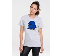T-Shirt LOGOSHIRT "Sendung mit der Maus - Elefant", Damen, Gr. L, grau (grau, meliert), 100% Baumwolle, unifarben, normal, Rundhals, Shirts T-Shirt, mit coolem Print (13912957-L) grau, meliert