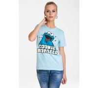 T-Shirt LOGOSHIRT "Sesamstrasse - Krümelmonster", Damen, Gr. L, blau (hellblau), 100% Baumwolle, bedruckt, normal, Rundhals, Shirts T-Shirt, mit lizenziertem Originalddesign (17562562-L) hellblau