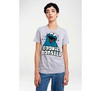 T-Shirt LOGOSHIRT "Sesamstrasse - Krümelmonster", Damen, Gr. S, grau (grau, meliert), 100% Baumwolle, bedruckt, normal, Rundhals, Shirts T-Shirt, mit lizenziertem Originalddesign (33434024-S) grau, me