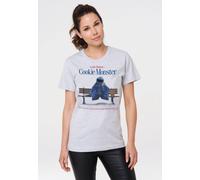 T-Shirt LOGOSHIRT "Sesamstraße - Krümelmonster", Damen, Gr. XL, grau (grau, meliert), 95% Baumwolle, 5% Viskose, unifarben, normal, Rundhals, Shirts T-Shirt, mit coolem Print (87546834-XL) grau, melie