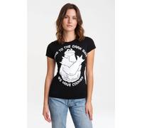 T-Shirt LOGOSHIRT "Sesamstrasse - Krümelmonster Dark Side", Damen, Gr. XS, schwarz, 100% Baumwolle, bedruckt, lang, Rundhals, Shirts T-Shirt, mit lizenziertem Print (62694217-XS) schwarz