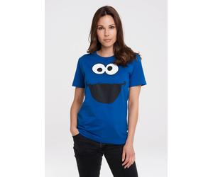 T-Shirt LOGOSHIRT "Sesamstraße - Krümelmonster Gesicht", Damen, Gr. 5XL, blau, 100% Baumwolle, unifarben, normal, Rundhals, Shirts T-Shirt, mit lizenziertem Print (79113748-5XL) blau