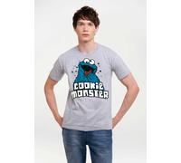 T-Shirt LOGOSHIRT "Sesamstrasse - Krümelmonster", Jungen, Gr. L, grau (grau, meliert), 100% Baumwolle, bedruckt, normal, Rundhals, Shirts T-Shirt, mit coolem Print (98677250-L) grau, meliert