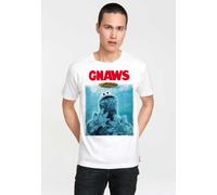 Logoshirt® Sesamstrasse I Krümelmonster I GNAWS I T-Shirt Print I Damen & Herren I kurzärmlig I weiss I Lizenziertes Originaldesign I Größe XL