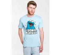Logoshirt® Sesamstraße I Krümelmonster I Cookie Monster I T-Shirt Print I Damen & Herren I kurzärmlig I hellblau I Lizenziertes Originaldesign I Größe XS