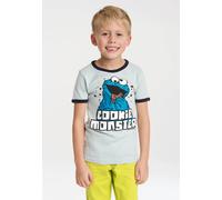 Logoshirt® Sesamstrasse I Krümelmonster I Cookie Monster I T-Shirt Print I Mädchen & Jungen I kurzärmlig I hellblau I Lizenziertes Originaldesign I Größe 158-164