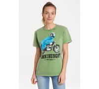 T-Shirt LOGOSHIRT "Sesamstrasse - Krümelmonster Motorrad", Damen, Gr. S, grün (hellgrün), 100% Baumwolle, bedruckt, normal, Rundhals, Shirts T-Shirt, mit lizenziertem Print (55837139-S) hellgrün