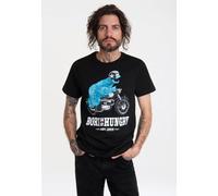 Logoshirt® Sesamstrasse I Krümelmonster I Motorrad I Born to Be Hungry I T-Shirt Print I Damen & Herren I kurzärmlig I schwarz I Lizenziertes Originaldesign I Größe XL