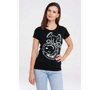 T-Shirt LOGOSHIRT "Snoopy - Astronaut", Damen, Gr. XS, schwarz, 100% Baumwolle, bedruckt, normal, Rundhals, Shirts T-Shirt, mit lizenziertem Originaldesign (56355335-XS) schwarz