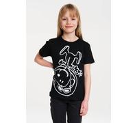 T-Shirt LOGOSHIRT "Snoopy-Astronaut", Mädchen, Gr. 170/176, schwarz, 100% Baumwolle, bedruckt, normal, Rundhals, Shirts T-Shirt, mit lizenziertem Originaldesign (96989217-170) schwarz