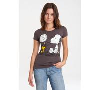 T-Shirt LOGOSHIRT "Snoopy - Peanuts", Damen, Gr. L, grau (dunkelgrau), 100% Baumwolle, bedruckt, normal, Rundhals, Shirts T-Shirt, mit niedlichem Frontprint (56704427-L) dunkelgrau