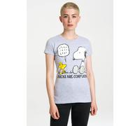 T-Shirt LOGOSHIRT "Snoopy - Peanuts", Damen, Gr. M, grau (grau, mehrfarbig), 95% Baumwolle, 5% Viskose, bedruckt, mehrfarbig, normal, Rundhals, Shirts T-Shirt, mit niedlichem Snoopy-Frontprint (134080