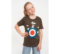 Logoshirt® Peanuts I Snoopy I Pilot I Target I T-Shirt Print I Kinder I Mädchen & Jungen I kurzärmlig I Oliv-grün I Lizenziertes Originaldesign I Größe 158/164