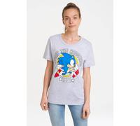 T-Shirt LOGOSHIRT "Sonic The Hedgehog - 1991", Damen, Gr. L, grau (grau, meliert), 95% Baumwolle, 5% Viskose, bedruckt, meliert, normal, Rundhals, Shirts T-Shirt, mit lizenziertem Print (42244359-L) g