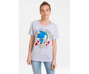 T-Shirt LOGOSHIRT "Sonic The Hedgehog - 1991", Damen, Gr. XL, grau (grau, meliert), 95% Baumwolle, 5% Viskose, bedruckt, meliert, normal, Rundhals, Shirts T-Shirt, mit lizenziertem Print (42244359-XL)