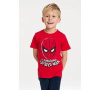 T-Shirt LOGOSHIRT "Spider-Man Mask", Mädchen, Gr. 128, rot, 100% Baumwolle, unifarben, normal, Rundhals, Shirts T-Shirt, mit lizenziertem Print (28657203-128) rot