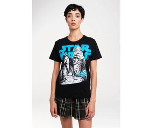 T-Shirt LOGOSHIRT "Star Wars: Solo - Han Solo & Chewbacca", Damen, Gr. XL, schwarz, 100% Baumwolle, bedruckt, normal, Rundhals, Shirts T-Shirt, mit coolem Print (60235838-XL) schwarz