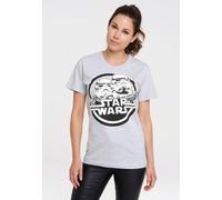 T-Shirt LOGOSHIRT "Star Wars - Stormtrooper", Damen, Gr. S, grau (grau, meliert), 95% Baumwolle, 5% Viskose, bedruckt, normal, Rundhals, Shirts T-Shirt, mit lizenziertem Print (81345756-S) grau, melie