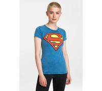 T-Shirt LOGOSHIRT "Superman", Damen, Gr. XS, blau (blau, mehrfarbig), 100% Baumwolle, bedruckt, normal, Rundhals, Shirts T-Shirt, mit coolem Vintage-Print (88844953-XS) blau, mehrfarbig