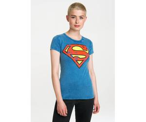 T-Shirt LOGOSHIRT "Superman", Damen, Gr. XS, blau (blau, mehrfarbig), 100% Baumwolle, bedruckt, normal, Rundhals, Shirts T-Shirt, mit coolem Vintage-Print (88844953-XS) blau, mehrfarbig