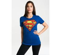 T-Shirt LOGOSHIRT "Superman-Logo", Damen, Gr. S, blau, 100% Baumwolle, bedruckt, normal, Rundhals, Shirts T-Shirt, mit lizenzierten Originaldesign (32667960-S) blau