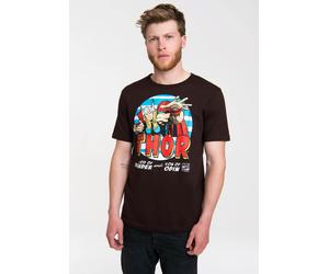 T-Shirt LOGOSHIRT "Thor - Marvel", Herren, Gr. S, braun (dunkelbraun), 100% Baumwolle, bedruckt, normal, Rundhals, Shirts T-Shirt, mit coolem Superhelden-Frontprint (86004245-S) dunkelbraun