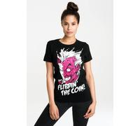 T-Shirt LOGOSHIRT "Two-Face - Flippin The Coin", Damen, Gr. XL, schwarz (schwarz, pink), 100% Baumwolle, bedruckt, normal, Rundhals, Shirts T-Shirt, mit lizenziertem Originaldesign (33257305-XL) schwa