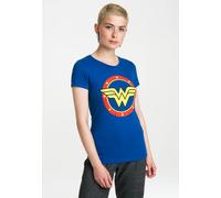 T-Shirt LOGOSHIRT "Wonder Woman Circle Logo", Damen, Gr. M, blau (blau, mehrfarbig), 100% Baumwolle, unifarben, normal, Rundhals, Shirts T-Shirt, mit lizenziertem Print (32499509-M) blau, mehrfarbig