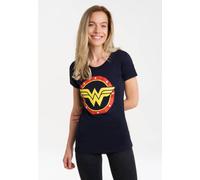 Logoshirt® DC Comics I Wonder Woman I Circle Logo I T-Shirt Print I Damen I kurzärmlig I dunkelblau I Lizenziertes Originaldesign I Größe XS