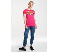T-Shirt LOGOSHIRT "Wonder Woman - Logo", Damen, Gr. M, pink, 100% Baumwolle, bedruckt, normal, Rundhals, Shirts T-Shirt, mit coolem Frontprint (91057564-M) pink