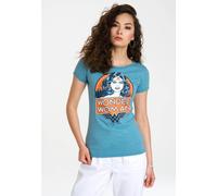 T-Shirt LOGOSHIRT "Wonder Woman Portrait", Damen, Gr. XS, blau, 100% Baumwolle, bedruckt, normal, Rundhals, Shirts T-Shirt, mit lizenziertem Originaldesign (29386745-XS) blau