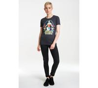 T-Shirt LOGOSHIRT "Wonder Woman - Stars", Damen, Gr. S, blau (blau, grau), 100% Baumwolle, bedruckt, normal, Rundhals, Shirts T-Shirt, mit lizenziertem Originaldesign (39831741-S) blau, grau