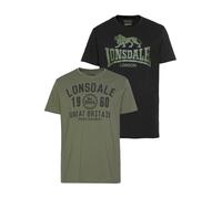 Lonsdale T-Shirt »BANGOR« – Herren – 2er-Pack – Größe S – khaki/schwarz