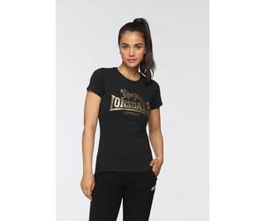 T-Shirt LONSDALE "BANTRY", Damen, Gr. XL (40), schwarz, Single Jersey, Obermaterial: 95% Baumwolle, 5% Elasthan, unifarben, Rundhals, Shirts T-Shirt (88549514-XL) schwarz