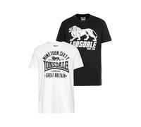 Lonsdale T-Shirt BYLCHAN Herren Gr. L (52/54) Rundhals 100% Baumwolle Schwarz/Weiß