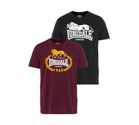 Lonsdale Herren T-Shirt Ecclaw – Doppelpack, normale Passform, Kurzarm, Black/Oxblood XL