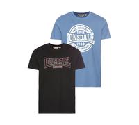 T-Shirt LONSDALE "FARNDON", Herren, Gr. XXL, schwarz (schwarz, blau), Obermaterial: 100% Baumwolle, Rundhals, Shirts T-Shirt, Doppelpack (71796232-XXL) schwarz, blau
